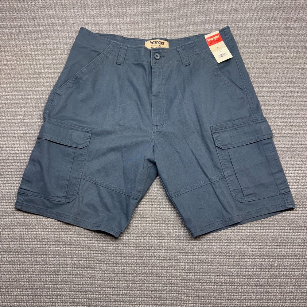 Wrangler Authentics Mens Cargo Shorts Blue Gray Cotton Twill ZM6ACMB Size 36